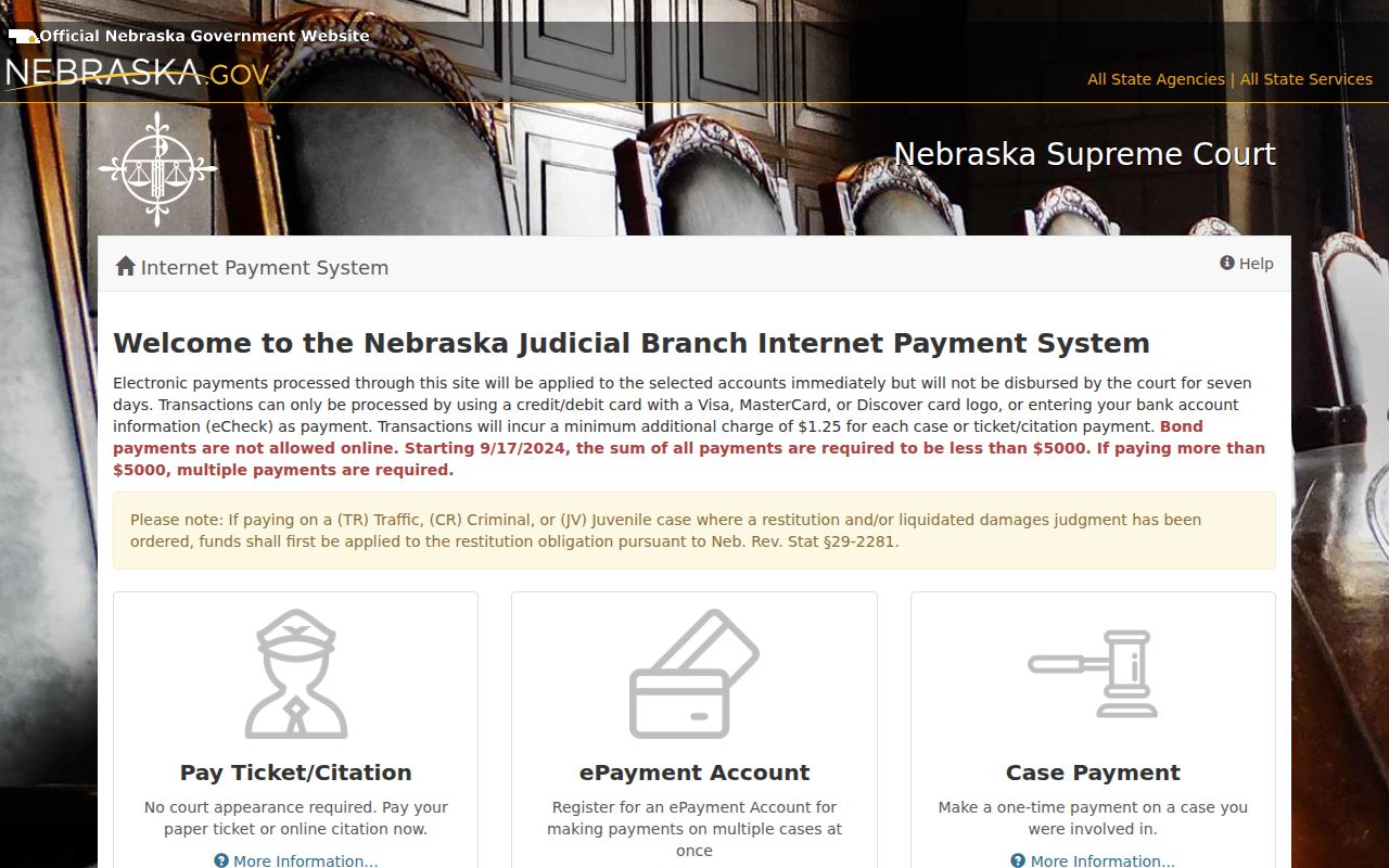 Hamilton County traffic warrants, blank Nebraska court payment screen
