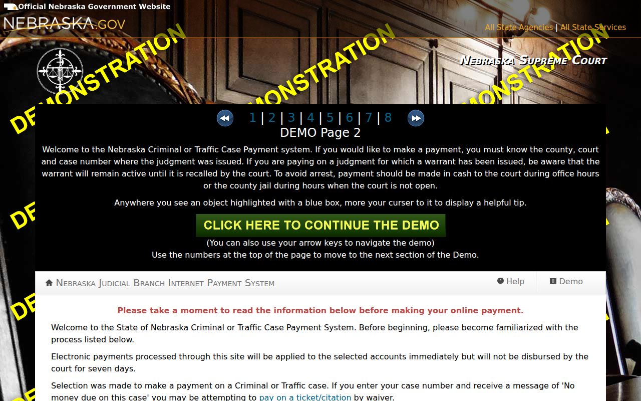 Hamilton County traffic warrants, Nebraska court payment warning screen