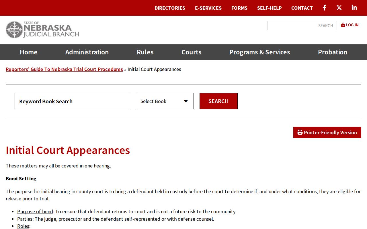 Hamilton County bench warrant lookup, Nebraska initial appearance court information