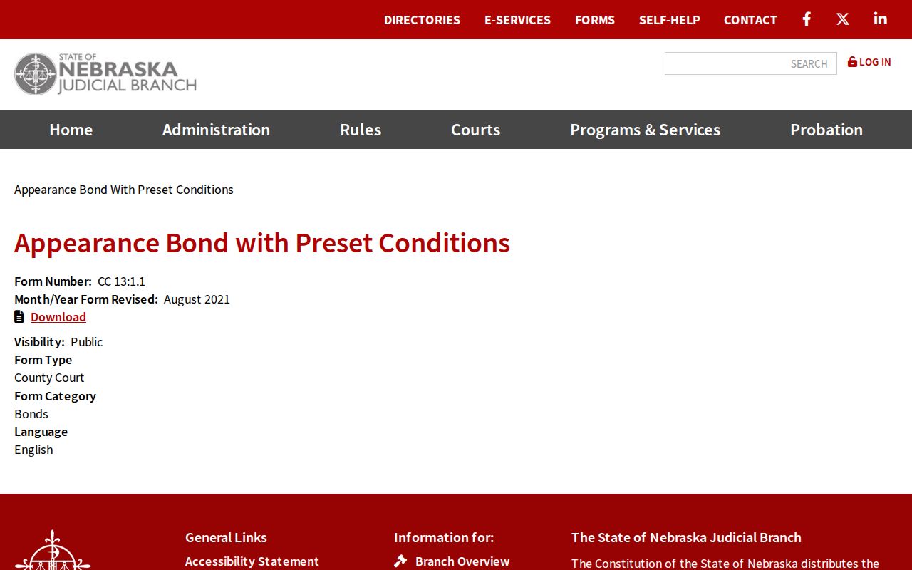Hamilton County bench warrant lookup, Nebraska appearance bond conditions