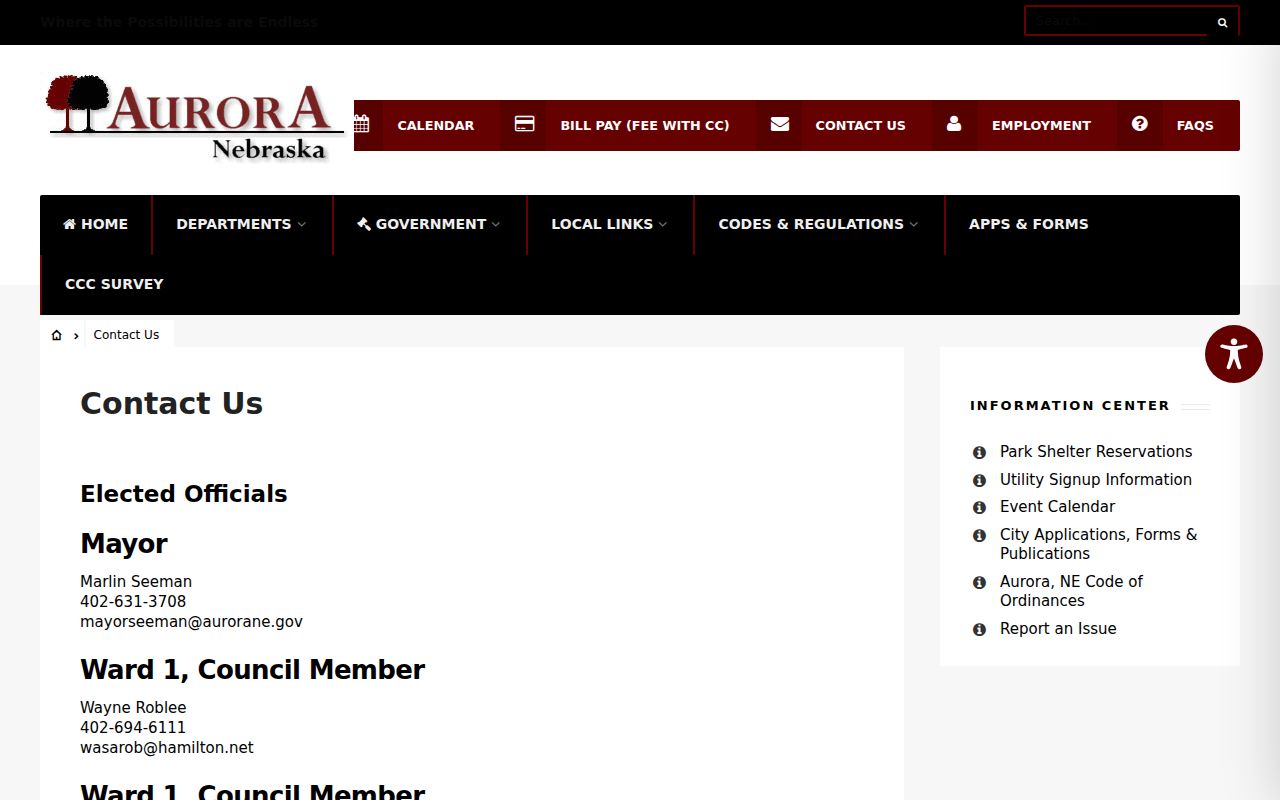 Aurora warrant records, official Aurora public officials page